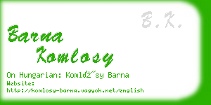 barna komlosy business card